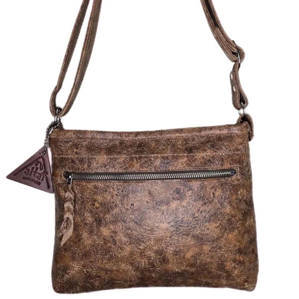 Altai Leather Designs Distressed Full Grain Leather Crossbody Bag